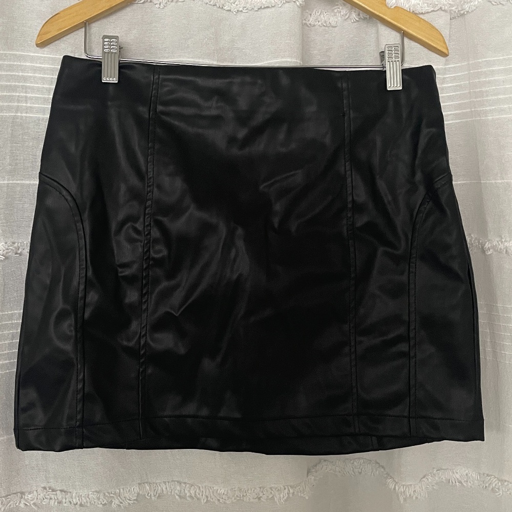 3/$10 SALE Black Faux Leather Skirt NWT